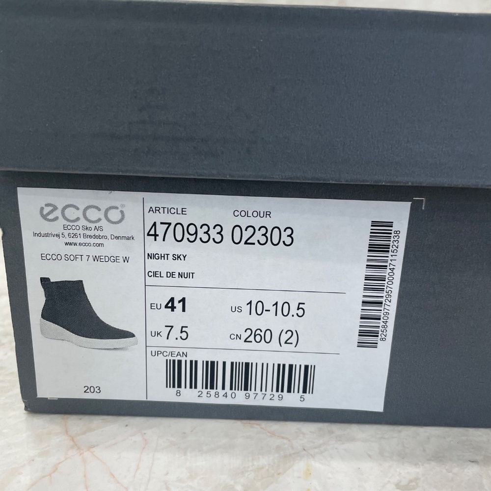ECCO {41} Ankle Boots Navy Blue White Wedge "Night Sky" - Picture 8 of 9